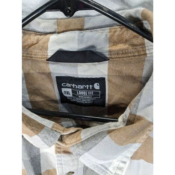 Carhartt Loose Fit Plaid Cotton Flannel Button Long Sleeve Shirt 2XL XXL - Picture 3 of 5